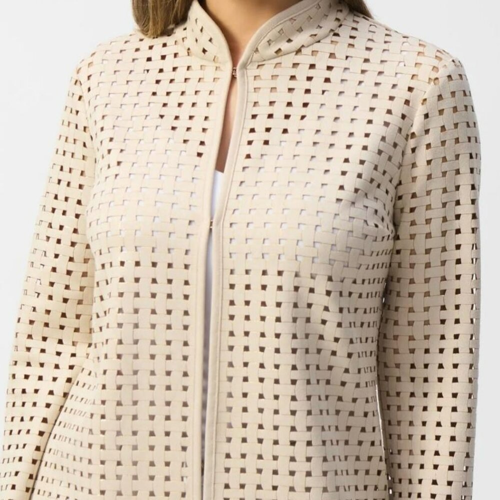 Joseph Ribkoff Laser Cut Suede cover up Jacket